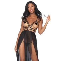 2 Piece Cage Strap Open Bodice Maxi Dress 88020