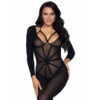 2 Piece Long Sleeved Bodystocking With Harness Overlay 89151