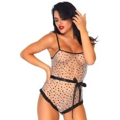 2 Piece Sheer Flocked Star Bodysuit 81584
