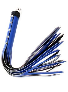 20 Inch Strap Whip, Blue/Black Leather