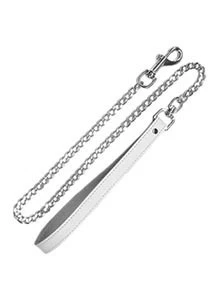 30 Inch Chain Leash With Leather Loop, White