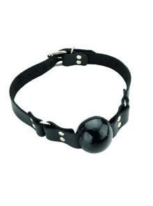 Ball Gag, Black Rubber With Leather Strap