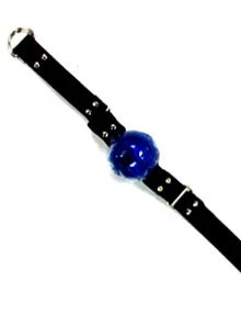 Ball Gag, Blue Rubber With Leather Strap