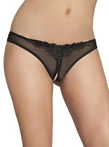 Crotchless Thong With Pearls 2066, Black