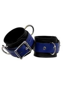 Fleece-Lined Cuffs, Locking Buckle, Black/Blue