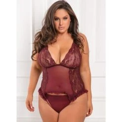 Grand Finale Ruffle Teddy 50009, Burgundy