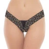 Indulgence Lace Up Crotchless Thong 1158, Black