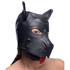 Leather Puppy Hood With Bendable Ears