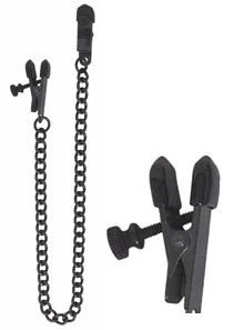 Nipple Clamps SPF-02 Blackline Wide Alligator Adjustable With Chain