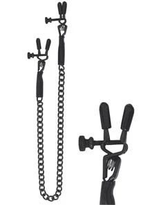 Nipple Clamps SPF-36 Blackline Spring Jaw With Chain