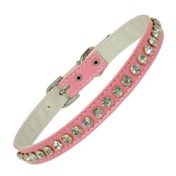 One Row Rhinestone Collar, Pink