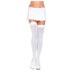 Opaque Nylon Thigh Highs 6672, White
