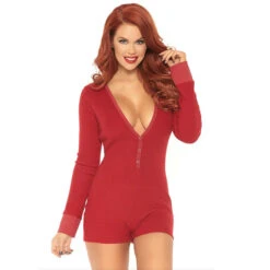 Romper Long Johns W Cheeky Snap Closure 86649, Red