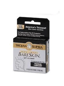 Trojan Supra Polyurethane Condoms, 3-pack