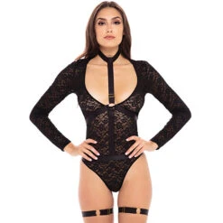 Up To My Neck Teddy Choker Set 50019, Black